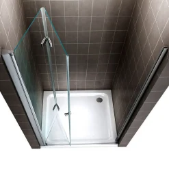 Saniverre Porte de douche pliante MONA H.195 - largeur réglable de 84 à 88 cm verre transparent -