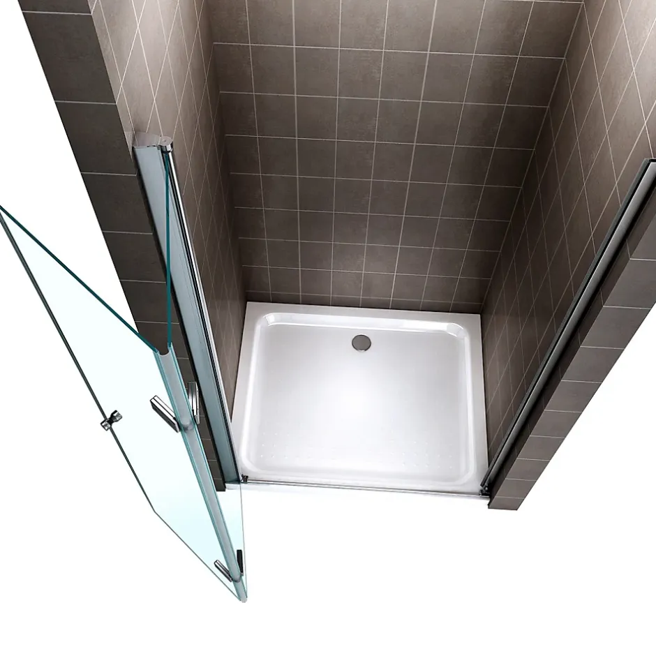 Saniverre Porte de douche pliante MONA H.195 - largeur réglable de 84 à 88 cm verre transparent -