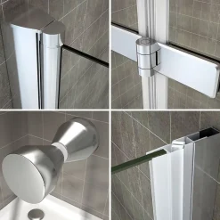 Saniverre Porte de douche pliante MONA H.195 - largeur réglable de 84 à 88 cm verre transparent -