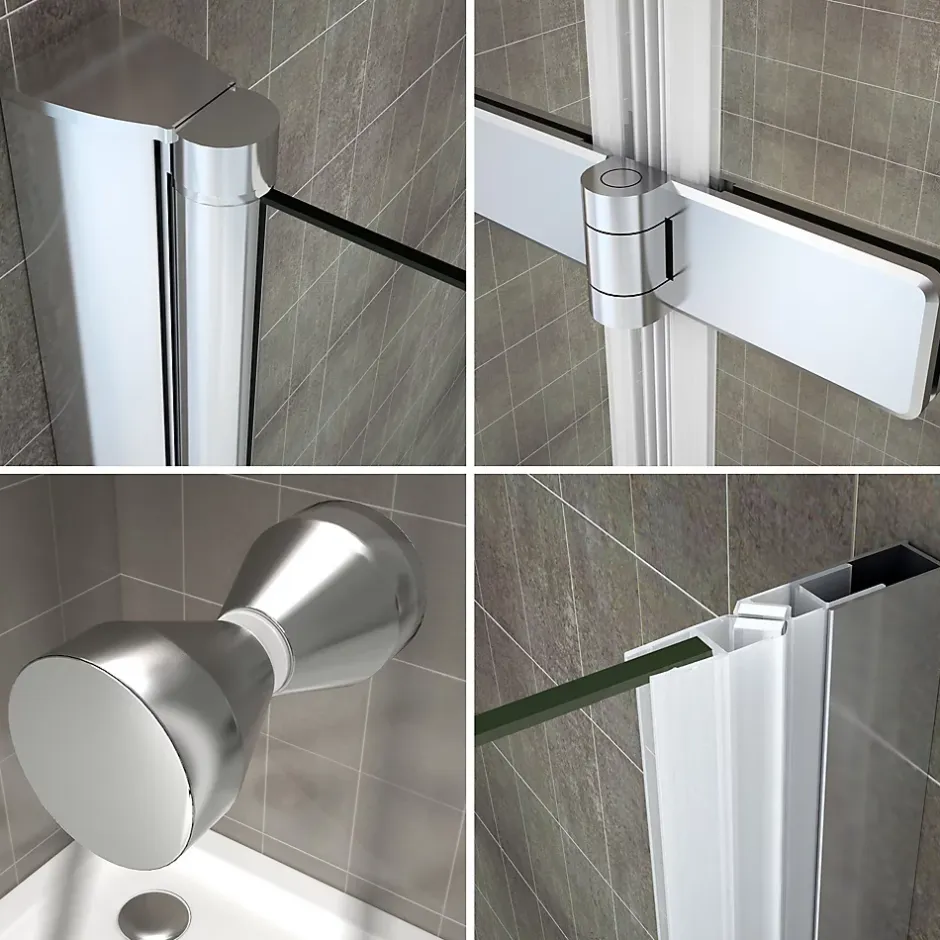 Saniverre Porte de douche pliante MONA H.195 - largeur réglable de 84 à 88 cm verre transparent -