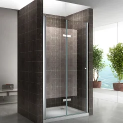 Saniverre Porte de douche pliante MONA H.195 - largeur réglable de 76 à 80 cm verre transparent -