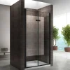 Saniverre Porte de douche pliante MONABLACK H.195 largeur réglable 100 à 104 cm verre transparent -* Porte De Douche