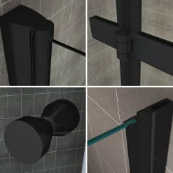 Saniverre Porte de douche pliante MONABLACK H.195 largeur réglable 100 à 104 cm verre transparent -* Porte De Douche