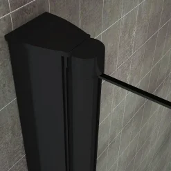 Saniverre Porte de douche pliante MONABLACK H.195 largeur réglable 100 à 104 cm verre transparent -* Porte De Douche