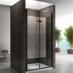 Saniverre Porte de douche pliante MONABLACK H.195 largeur réglable 96 à 100 cm verre transparent -* Porte De Douche
