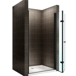 Saniverre Porte de douche pliante MONABLACK H.195 largeur réglable 96 à 100 cm verre transparent -* Porte De Douche