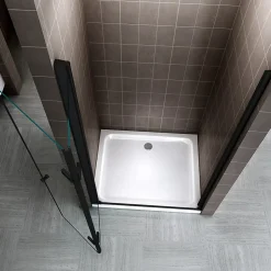 Saniverre Porte de douche pliante MONABLACK H.195 largeur réglable 92 à 96 cm verre transparent -