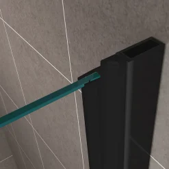 Saniverre Porte de douche pliante MONABLACK H.195 largeur réglable 92 à 96 cm verre transparent -