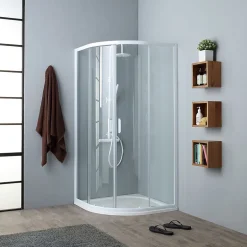 Kiamami Valentina Porte De Douche Semi-Circulaire Avec Profilés Blancs 80X80 Cm - Venere* Porte De Douche