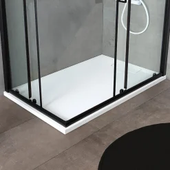 Kiamami Valentina Porte De Douche 80X100 H 190 Profilé Noir Mat Verre Clair - City* Porte De Douche