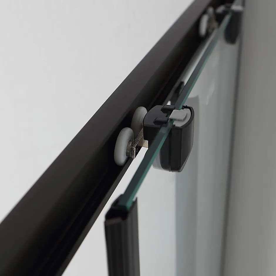 Kiamami Valentina Porte De Douche 80X100 H 190 Profilé Noir Mat Verre Clair - City* Porte De Douche