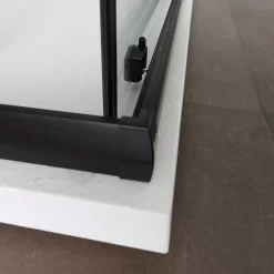 Kiamami Valentina Porte De Douche 80X100 H 190 Profilé Noir Mat Verre Clair - City* Porte De Douche