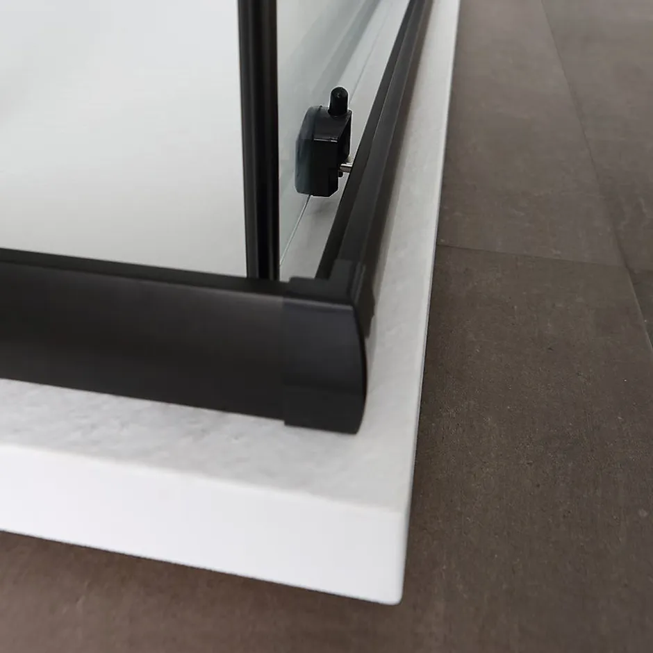Kiamami Valentina Porte De Douche 80X100 H 190 Profilé Noir Mat Verre Clair - City* Porte De Douche