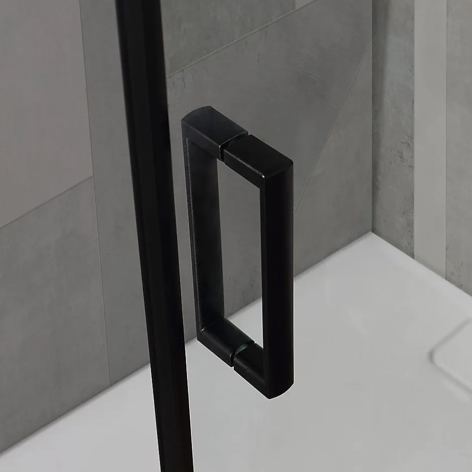 Kiamami Valentina Porte De Douche 80X100 H 190 Profilé Noir Mat Verre Clair - City* Porte De Douche