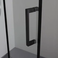 Kiamami Valentina Porte De Douche 80X100 Noire Mate Réversible Avec Deux Portes Battantes En Verre - London* Porte De Douche