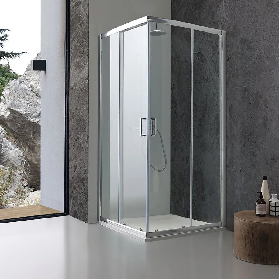 Kiamami Valentina Porte De Douche 80X80 Transparente Portes Coulissantes Profilés Chromés - Giada* Porte De Douche