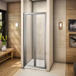 AICA Sanitaire Porte de douche 80x185cm en verre trempé porte de douche pliante vers l'intérieur installation en niche