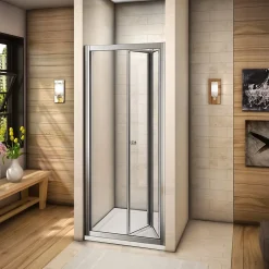 AICA Sanitaire Porte de douche 80x185cm en verre trempé porte de douche pliante vers l'intérieur installation en niche