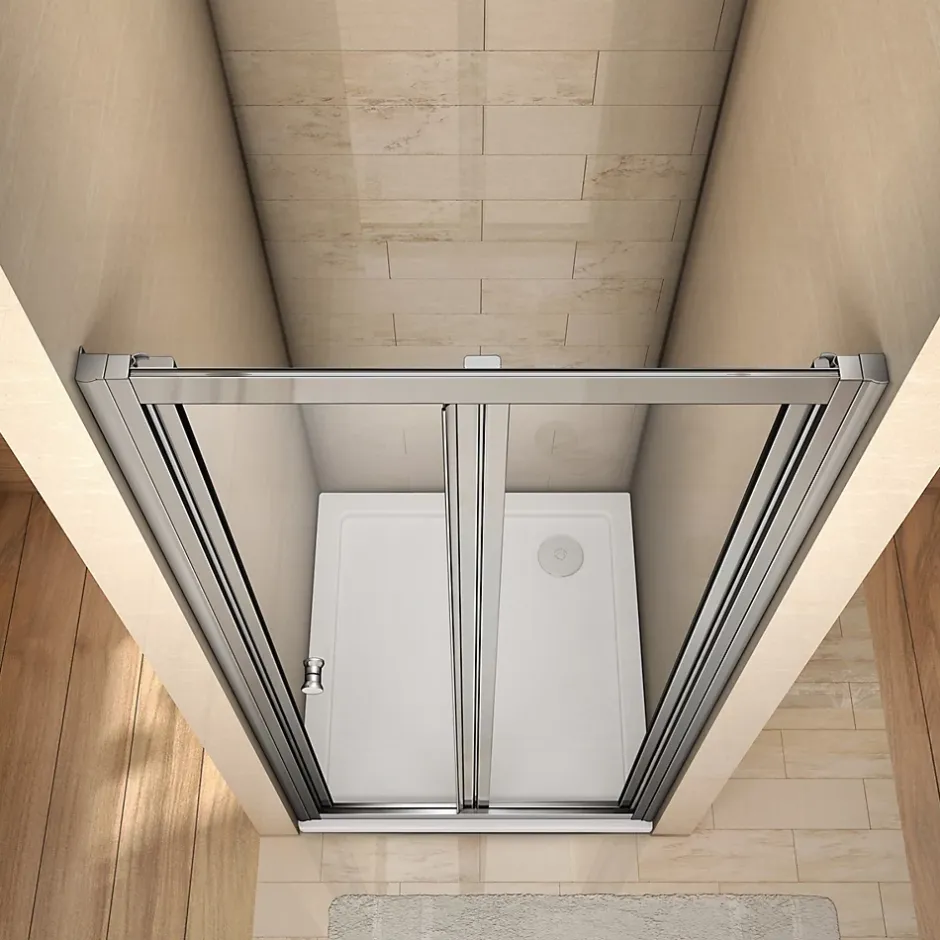 AICA Sanitaire Porte de douche 80x185cm en verre trempé porte de douche pliante vers l'intérieur installation en niche