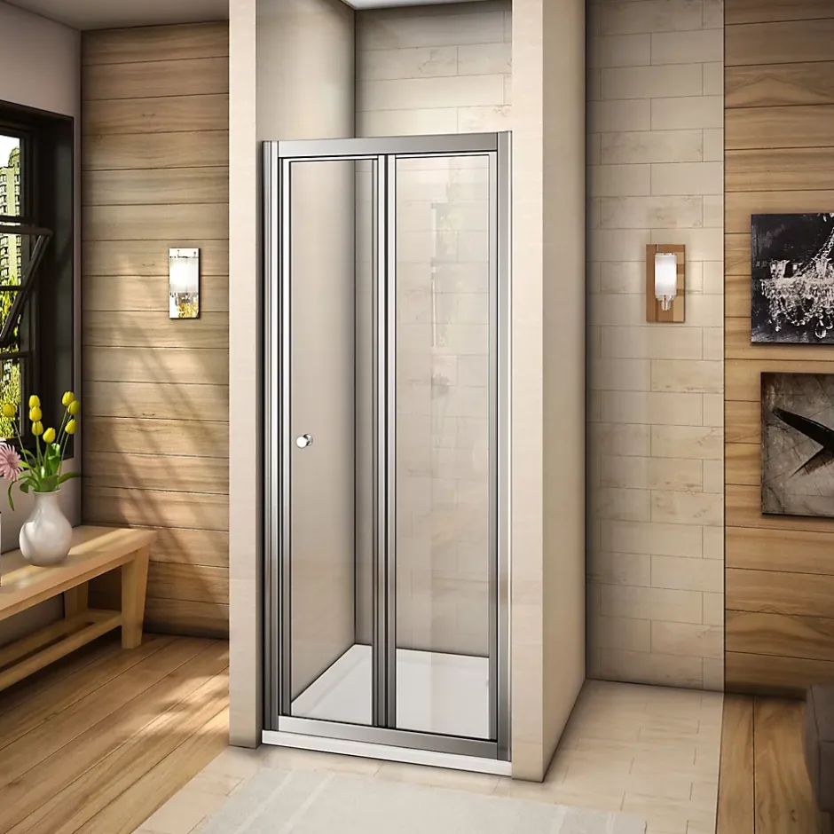 AICA Sanitaire Porte de douche 100x185cm en verre trempé porte de douche pliante vers l'intérieur installation en niche