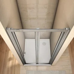 AICA Sanitaire Porte de douche 100x185cm en verre trempé porte de douche pliante vers l'intérieur installation en niche