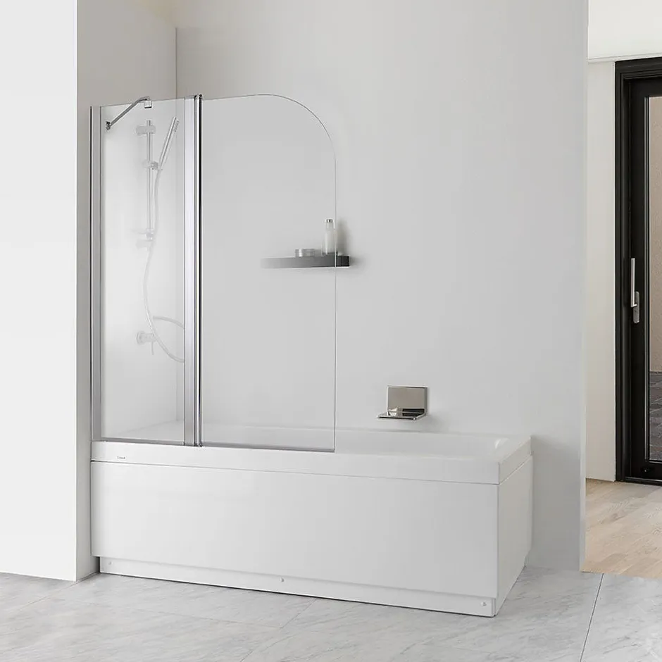 Kiamami Valentina Porte double articulée pour baignoire en verre clair - giada* Pare-Baignoire
