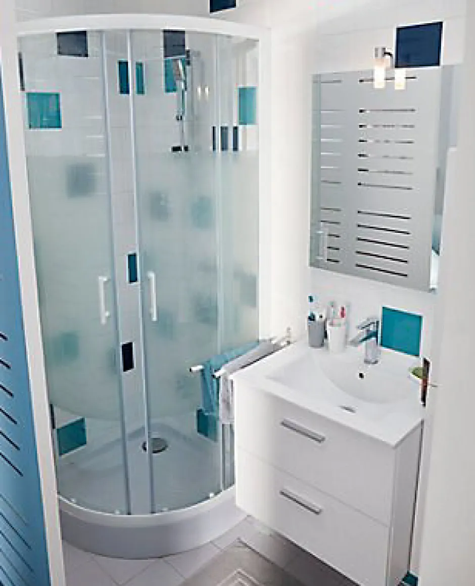 Cooke & Lewis Portes de douche angle circulaire Onega sérigraphié 80 x 80 cm* Porte De Douche