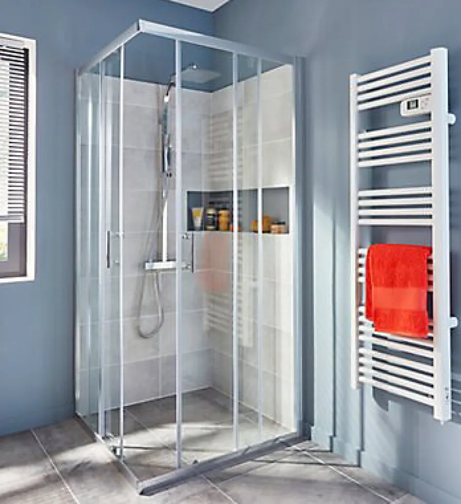 Cooke & Lewis Portes de douche angle droit Onega transparent 90 x 90 cm* Porte De Douche