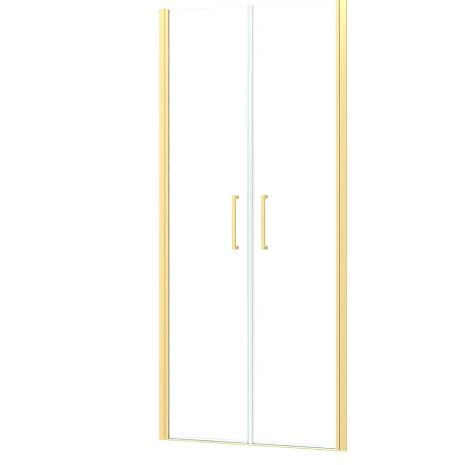 Galedo Portes de douche battantes 90 x 200 cm, profilés doré brossé, Saloon