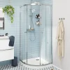 GoodHome Portes de douche coulissantes accès d'angle quart de cercle l.80 x L.80 x H.195 cm, verre transparent, profilés alu chrome, Ledava