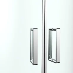 GoodHome Portes de douche coulissantes accès d'angle quart de cercle l.80 x L.80 x H.195 cm, verre transparent, profilés alu chrome, Ledava