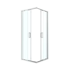 GoodHome Portes de douche coulissantes accès d'angle l.90 x L.90 x H.195 cm, verre transparent, profilés alu chrome, Ledava