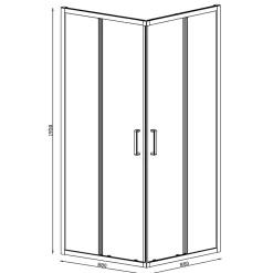 GoodHome Portes de douche coulissantes accès d'angle l.90 x L.90 x H.195 cm, verre transparent, profilés alu chrome, Ledava
