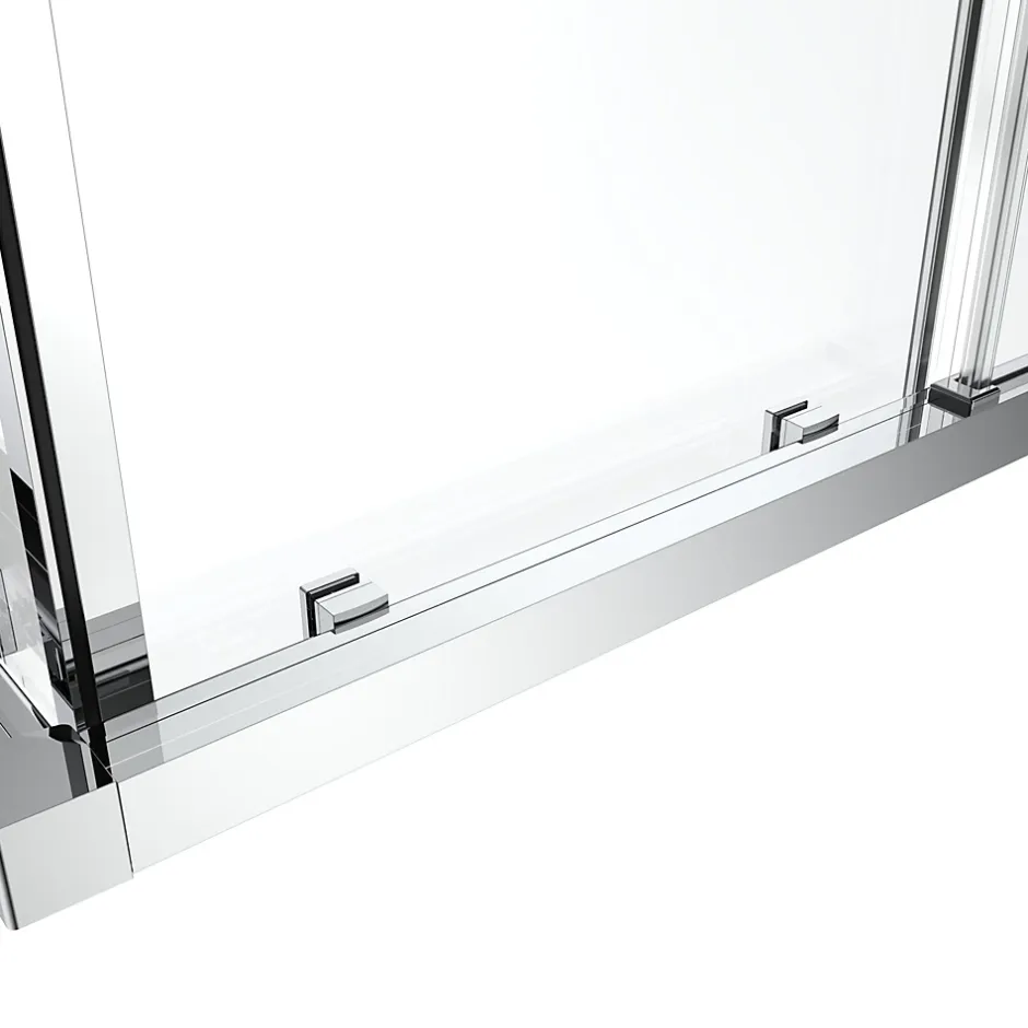 GoodHome Portes de douche coulissantes accès d'angle l.80 x L.80 x H.195 cm, bandes miroir, profilés alu chrome, Ledava* Porte De Douche