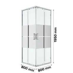 GoodHome Portes de douche coulissantes accès d'angle l.80 x L.80 x H.195 cm, bandes miroir, profilés alu chrome, Ledava* Porte De Douche