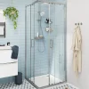 GoodHome Portes de douche coulissantes accès d'angle l.80 x L.80 x H.195 cm, verre transparent, profilés alu chrome, Ledava