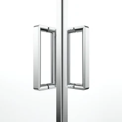 GoodHome Portes de douche coulissantes accès d'angle l.80 x L.80 x H.195 cm, verre transparent, profilés alu chrome, Ledava