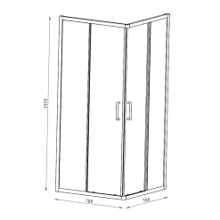 GoodHome Portes de douche coulissantes accès d'angle l.80 x L.80 x H.195 cm, verre transparent, profilés alu chrome, Ledava