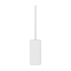 GoodHome Pot à balai WC en céramique et bambou, blanc, Cervia