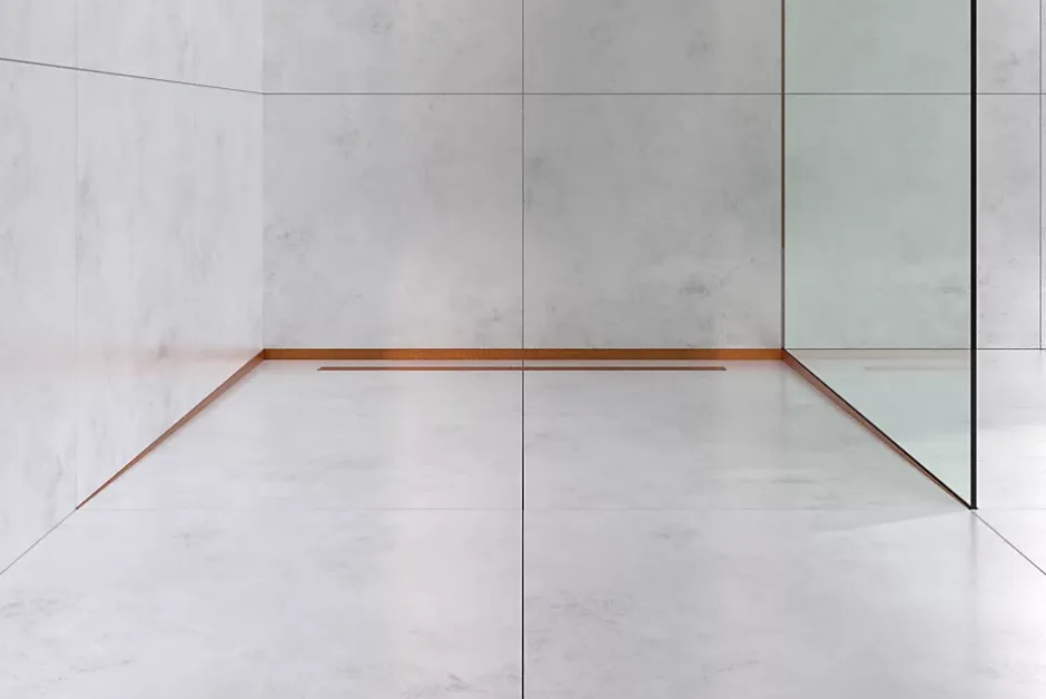Ilcom Profil de douche en acier inoxydable Cuivre satiné - 12mm x 1300mm x 0,65 ep.* Panneau Mural De Salle De Bains