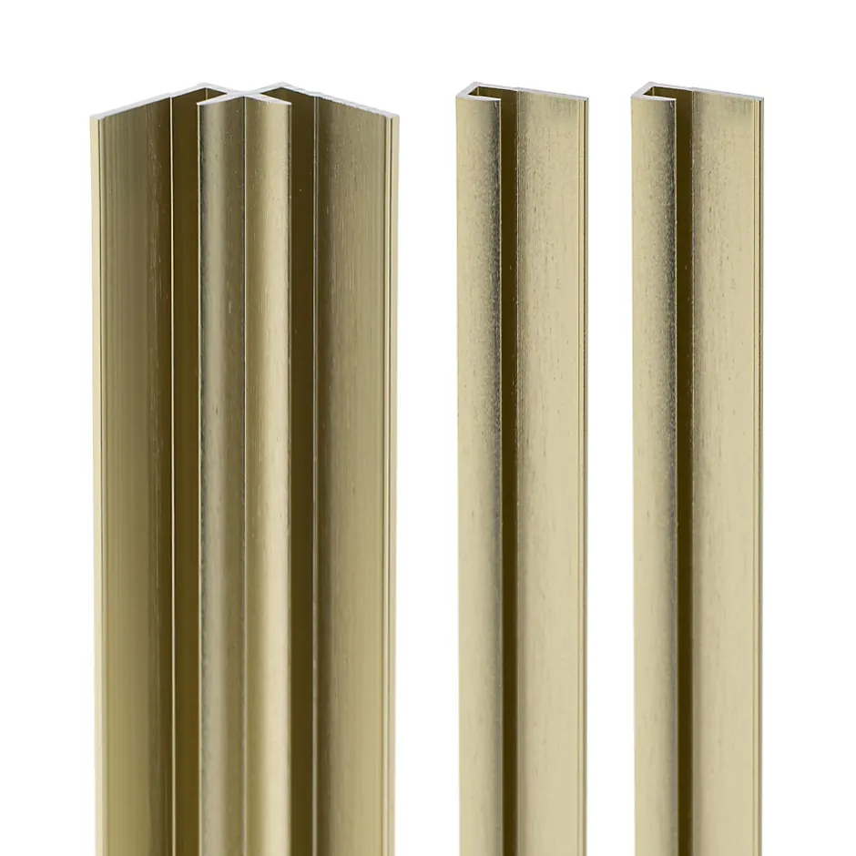 Schulte Profilé de finition + 1 profilé d'angle intérieur H.210 x l.1,7 cm, aluminium, or mat, decodesign vendu par 2* Panneau Mural De Salle De Bains