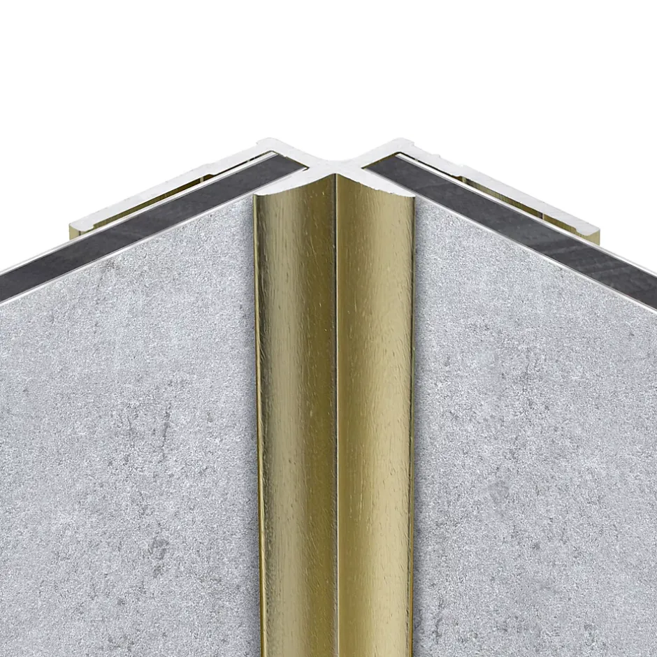Schulte Profilé de finition + 1 profilé d'angle intérieur H.210 x l.1,7 cm, aluminium, or mat, decodesign vendu par 2* Panneau Mural De Salle De Bains