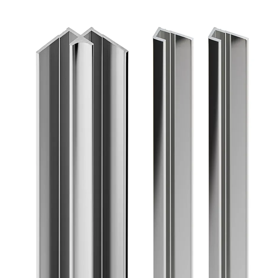 Schulte Profilé de fintion + 1 profilé d'angle intérieur H.255 x l.2,3 cm, aluminium, chrome, Deco Design vendu par 2* Panneau Mural De Salle De Bains
