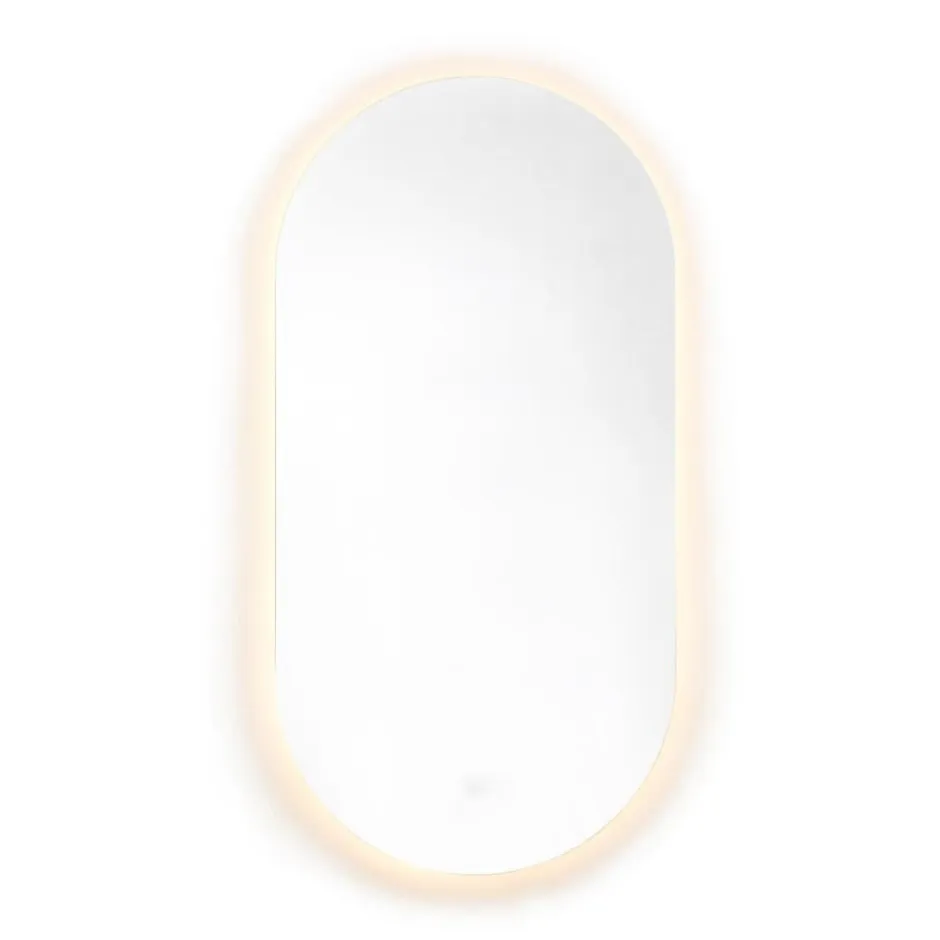 Naturel Project 60x120 cm miroir suspendu ovale avec éclairage LED 3 couleurs, film chauffant anti-buée et capteur (ZPROV12060LED)* Miroir Lumineux