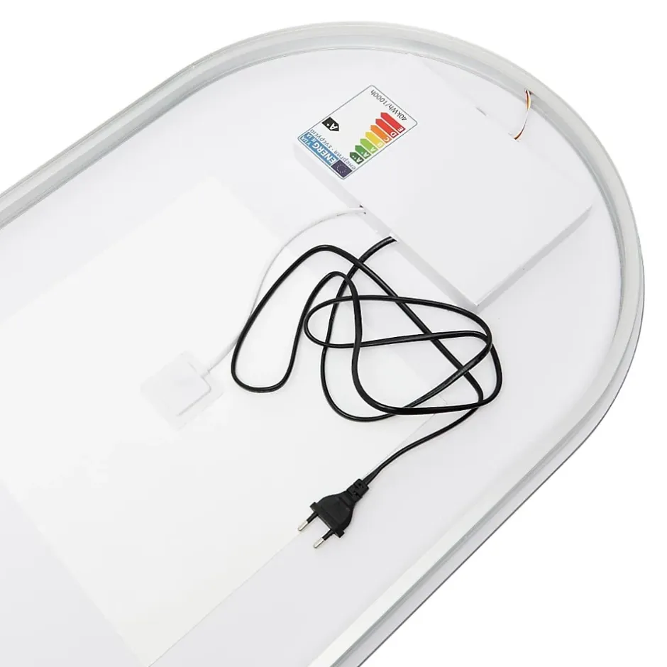 Naturel Project 60x120 cm miroir suspendu ovale avec éclairage LED 3 couleurs, film chauffant anti-buée et capteur (ZPROV12060LED)* Miroir Lumineux