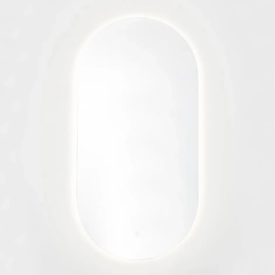 Naturel Project 60x120 cm miroir suspendu ovale avec éclairage LED 3 couleurs, film chauffant anti-buée et capteur (ZPROV12060LED)* Miroir Lumineux