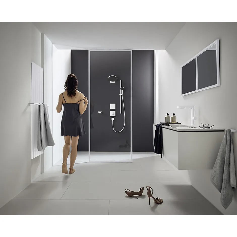 Hansgrohe Pulsify Select S Set de douche 105 3 jets Relaxation avec barre C 90 cm blanc mat 24170700* Colonne De Douche Sans Robinetterie