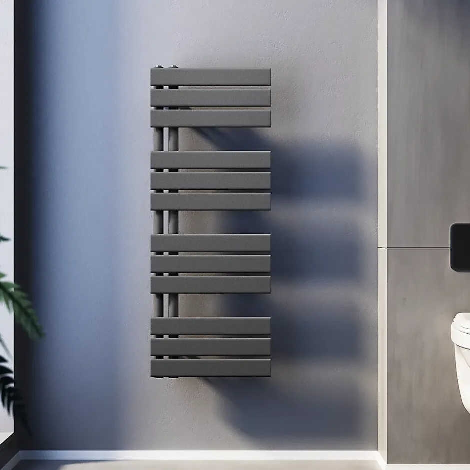 Sirhona Radiateur à eau chaude Salle de bain Sèche-serviettes 1000x400x62mm - Vertical -Gris