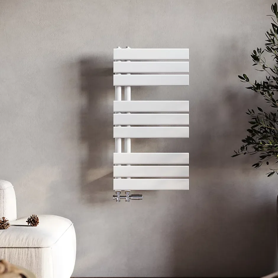 Sirhona Radiateur à eau chaude Salle de bain Sèche-serviettes 760x400x62mm - Vertical -Blanc* Sèche-Serviettes Mixte