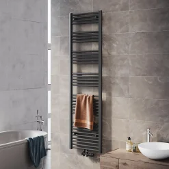 Sirhona Radiateur à eau chaude Salle de bain Sèche-serviettes 1800x500x30mm - Vertical -Gris
